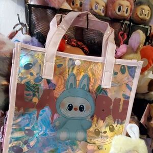 Clear Iridescent / Pearlized Tote Bag- Labubu (medium size)